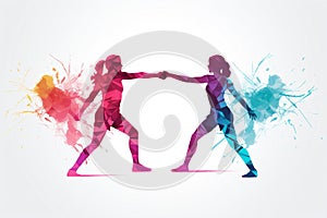 Fun dancing background happiness shadow joy design people silhouettes colourful illustration group disco