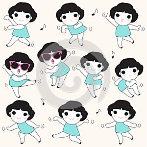 Fun Dancing Girls Character illustration