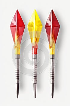 Fun Dart Game with Three Small Darts in Red and Yellow Isolated PNG File. Perfect for Invitations and Posters.