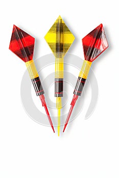 Fun Dart Game with Three Small Darts in Red and Yellow Isolated PNG File. Perfect for Invitations and Posters.