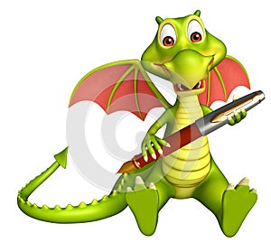Fun Dragon cartoon character with pen