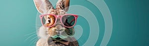 Fun Easter Bunny with Pink Shades & Bow Tie for Quirky Greeting Card