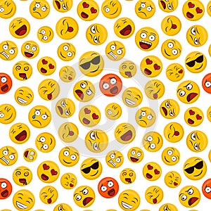 Fun emoticon seamless pattern yellow smiley face