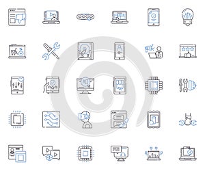 Fun and entertainment line icons collection. Amusement, Hilarity, Comedy, Thrills, Laughter, Excitement, Joy vector and