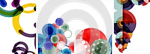 A fun event showcasing art with colorful circles on a white background