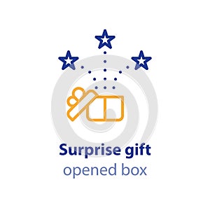 Fun experience, celebration event, receive gift box, open present