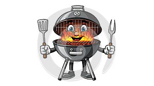 Fun Expressive Barbecue Grill Cartoon Icon