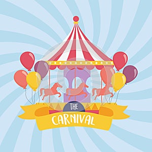 Fun fair carnival carousel and balloons recreation entertainment