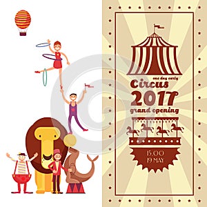 Fun fair carnival and circus vintage vector poster