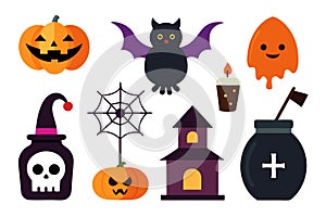 Halloween Icon Set: Pumpkins, Bats, Ghosts, and More photo