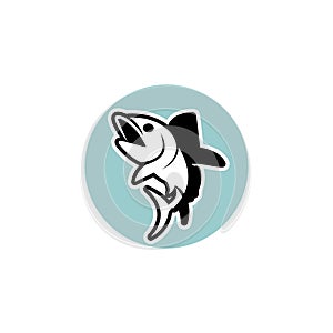 Fun fish vector graphic illustration for fishing t shirt or animal