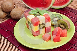 Fun food. Fruit cube