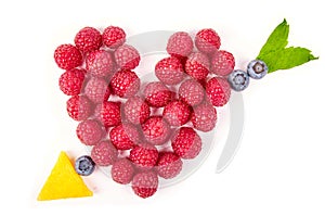 Fun food. Heart and arrow made from fruits