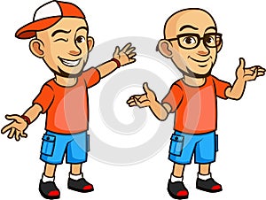 Fun and Friendly Bald Geeky Guy Cartoon