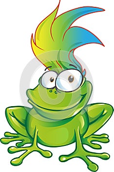 Fun  frog  cartoon character mascot