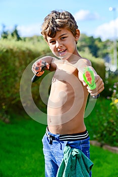 Fun in garden in summer