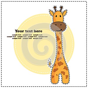 Fun giraffe, greeting card, vector