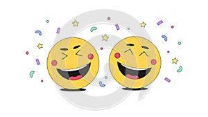 Fun, gladness and humor with comic Emoji character. Cartoon laughing emoticons