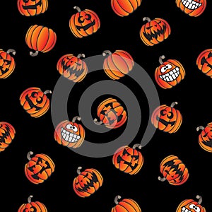 Fun Halloween Pumpkins Seamless Repeating Pattern Vector Illustration
