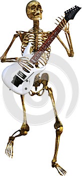 Skeleton Playing Electric Guitar Isolated