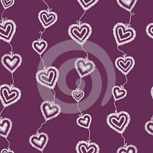 Fun hand drawn doodle hearts seamless pattern, lovely background, great for Valentine`s Day, Mother`s Day, wallpapers, wrapping,