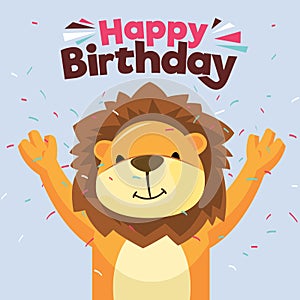 Fun happy birthday card. Lion card. Birthday card.