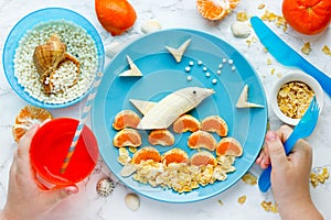 Fun and healthy food for kids fruit dolphin