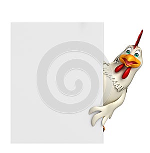 fun Hen cartoon character with board