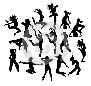 Fun Hip Hop Dancer Silhouettes photo