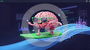 AI Brain Surfing Data Artificial Intelligence, Machine Learning