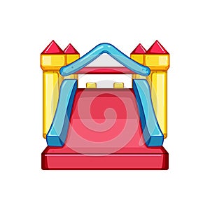 fun inflatable castle cartoon vector illustration