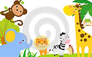 Fun Jungle Animals Border