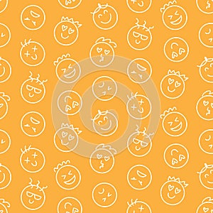 Fun Kids Emoji Icons Seamless Pattern