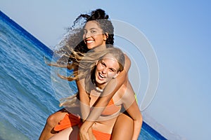 Fun laughing on beach vacation