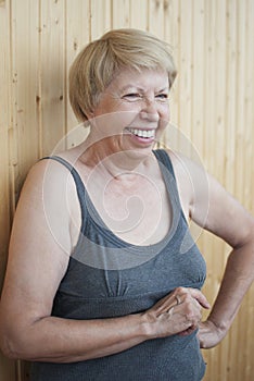 Fun laughing elderly woman portrait