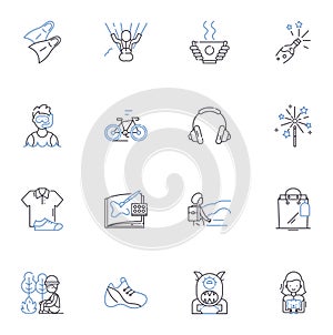 Fun line icons collection. Playful, Amusing, Lively, Jovial, Frolicsome, Exciting, Joyful vector and linear illustration