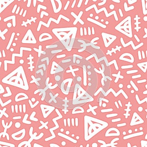 Fun and minimal tribal seamless pattern, colorul folk background with hand drawn shapes - Great for folk modern wallpaper,