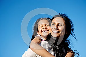 Fun mother and daughter