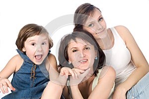 Fun mother and two daughters