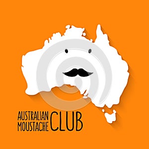 Fun moustache club cartoon Australia map vector on