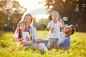 Fun in nature with soap bubbles