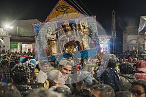 Fun people dancing with the Toro de Petate at the Charo carnival