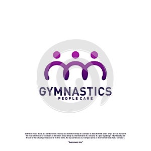 Fun People Healthy logo design concept .Gymnastics logo template. People care Icon Symbol