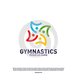 Fun People Healthy logo design concept vector.Gymnastics logo template. People care Icon Symbol