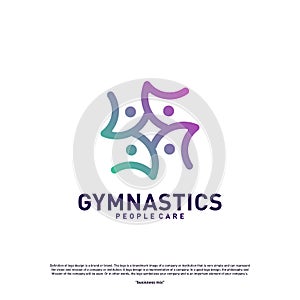 Fun People Healthy logo design concept vector.Gymnastics logo template. People care Icon Symbol