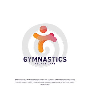 Fun People Healthy logo design concept vector.Gymnastics logo template. People care Icon Symbol