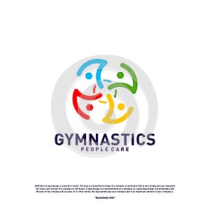 Fun People Healthy logo design concept vector.Gymnastics logo template. People care Icon Symbol