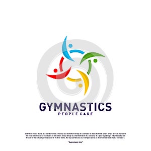 Fun People Healthy logo design concept vector.Gymnastics logo template. People care Icon Symbol