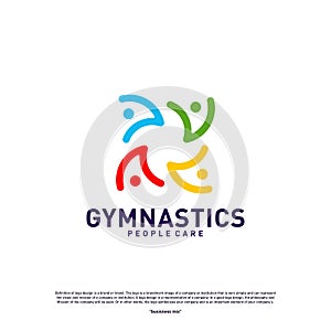 Fun People Healthy logo design concept vector.Gymnastics logo template. People care Icon Symbol