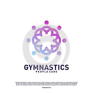 Fun People Healthy logo design concept vector.Gymnastics logo template. People care Icon Symbol